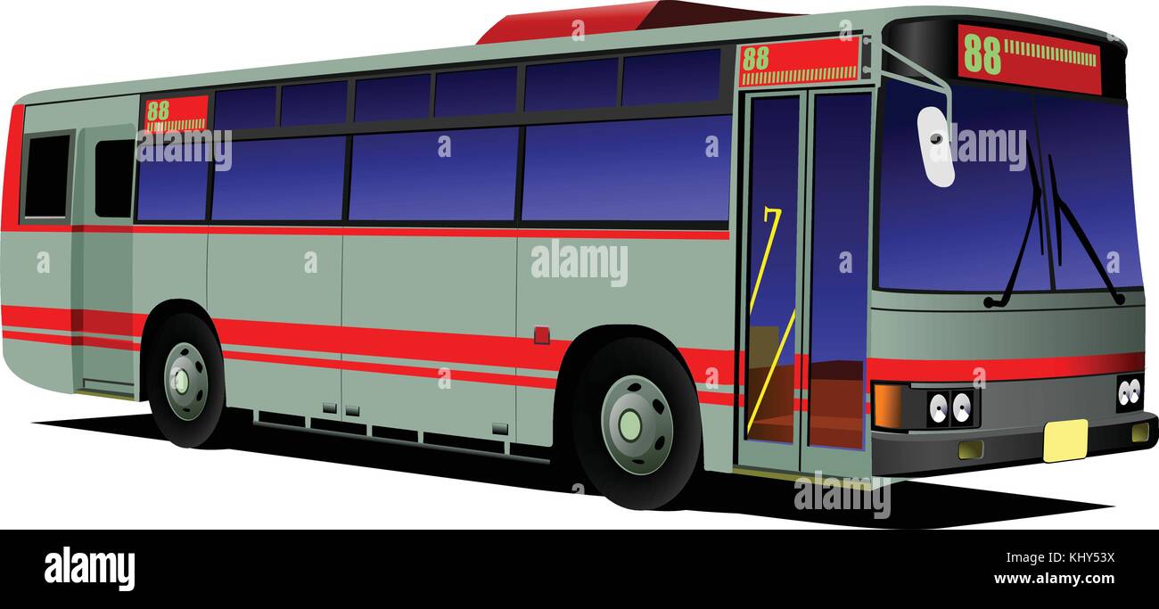Blue-red city bus. Coach. Vector illustration Stock Vector Image & Art ...