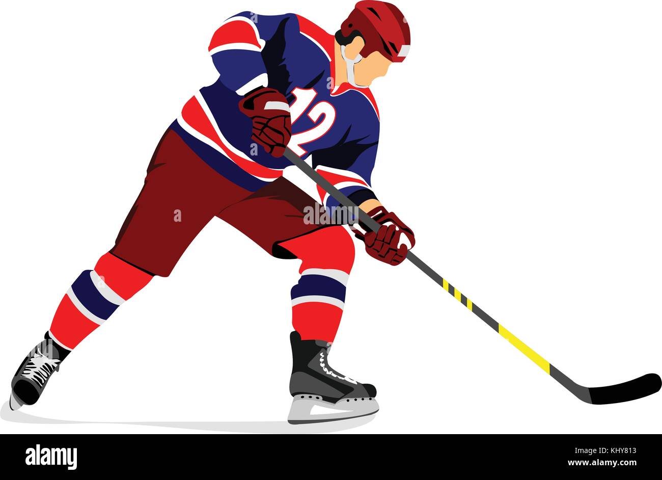 Cool Hockey Player With A Stick In The Red Form. Vector Illustration On  White Background. Sports Concept. Royalty Free SVG, Cliparts, Vectors, and  Stock Illustration. Image 70757434.
