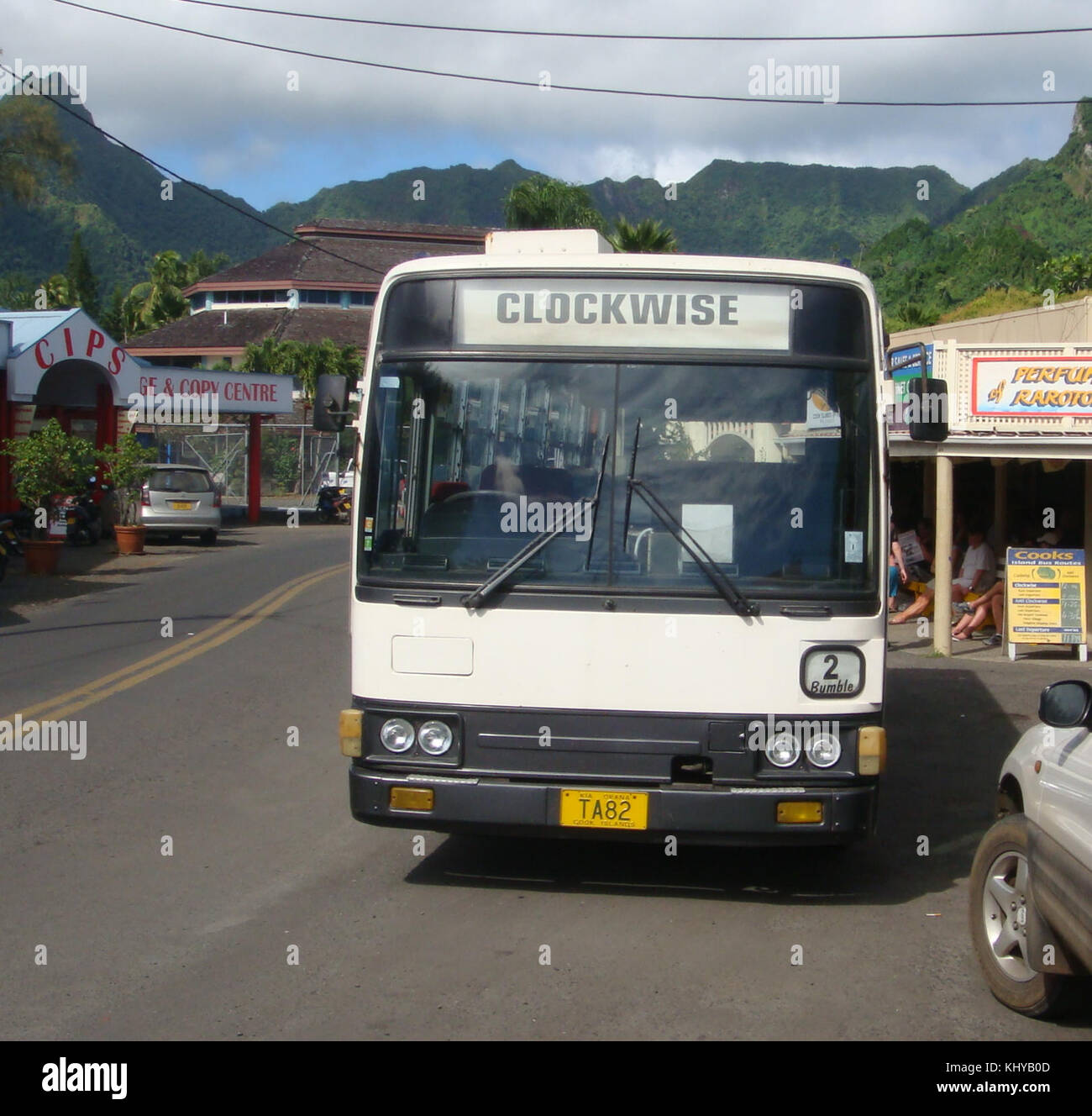 Rarotonga clockwise bus Stock Photo - Alamy