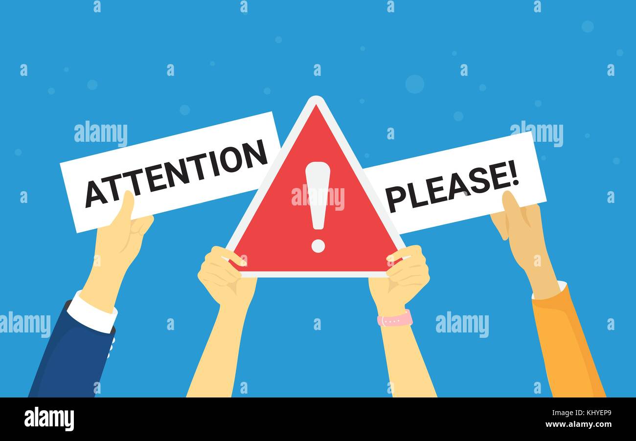 Attention please concept vector illustration of important announcement Stock Vector