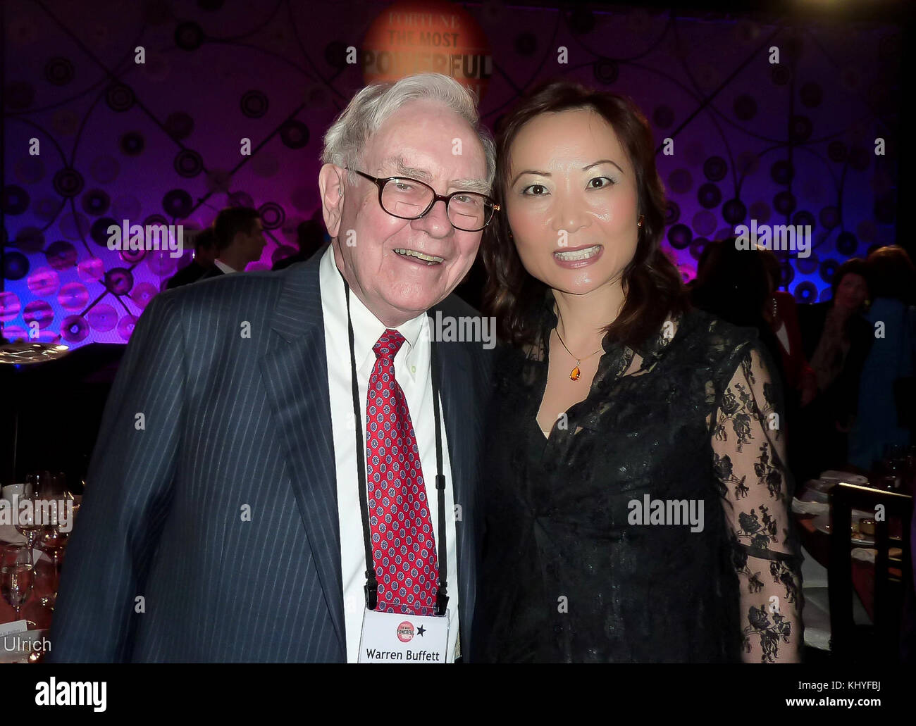 Jing Ulrich and Warren Buffett Stock Photo