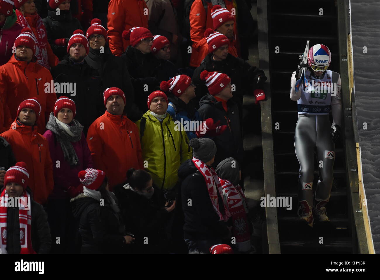 Czech ski jumper JAKUB JANDA is seen during the team race within the