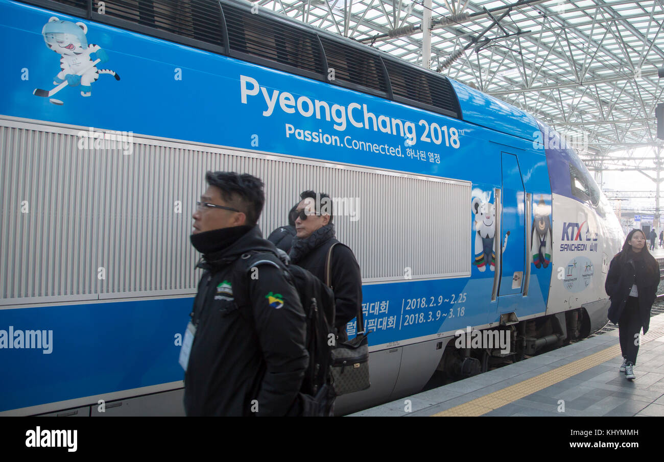 Gangneung KTX line, Nov 21, 2017 Train for the Gangneung KTX line is