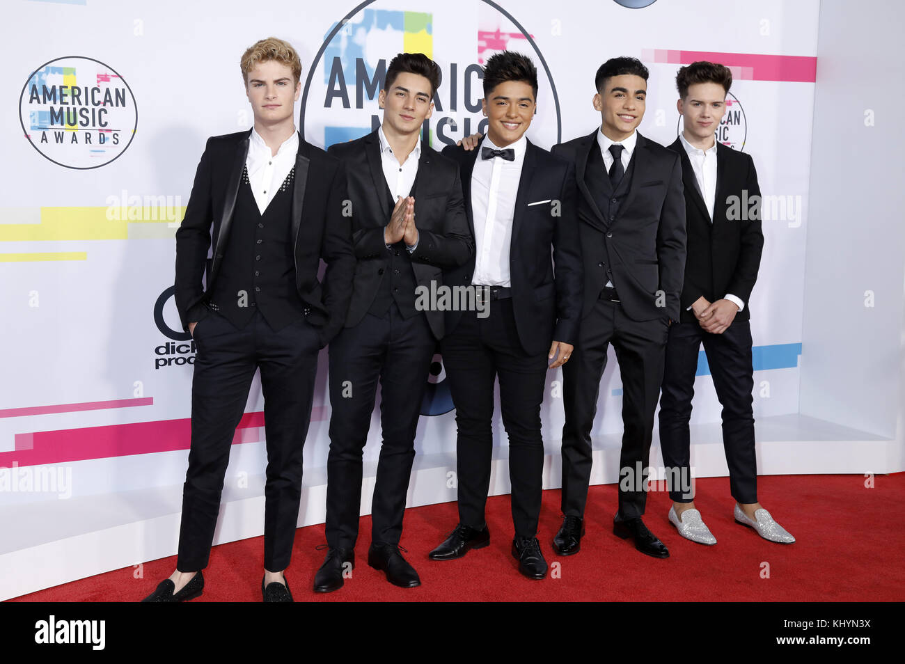 Brady Tutton, Chance Perez, Sergio Calderon Jr., Drew Ramos and Michael Conor (In Real Life) attend the 2017 American Music Awards at Microsoft Theater on November 19, 2017 in Los Angeles, California. | Verwendung weltweit Stock Photo