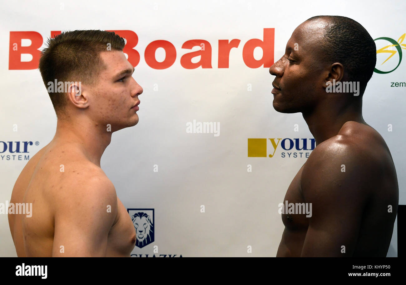 Czech boxer JIRI HAVEL (left) and Cuban boxer ERISLANDY SAVON COTILLA