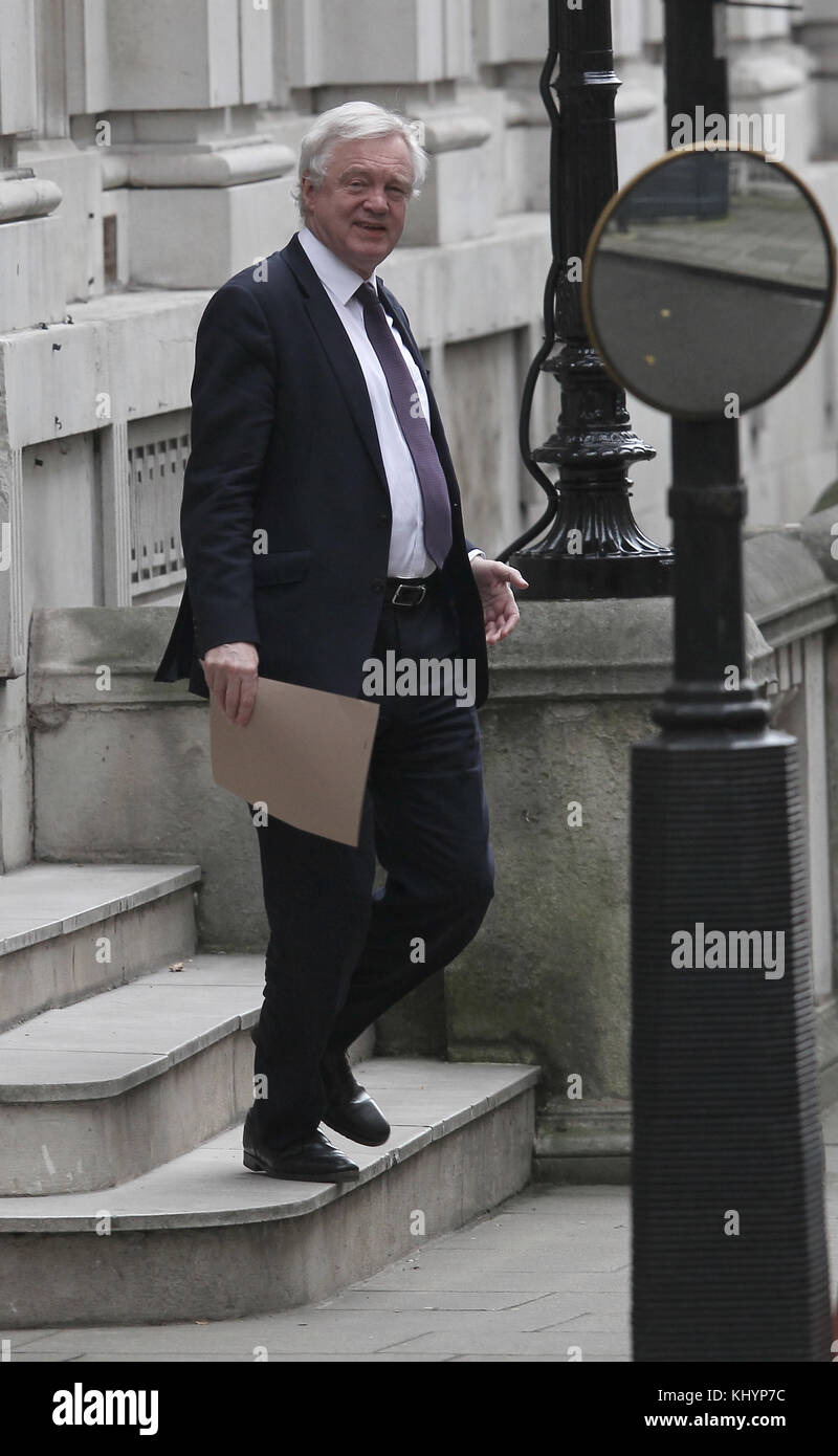 London, UK. 21st November, 2017. Secretary of State for Exiting the European Union David Davis seen leaving Downing Street in London Credit: RM Press/Alamy Live News Credit: RM Press/Alamy Live News Stock Photo