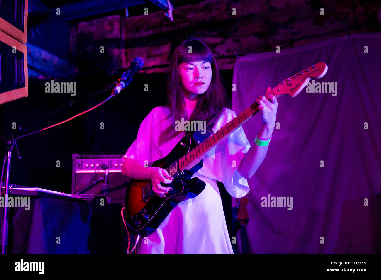 Manchester, UK. 21st November, 2017. Brighton-based musician Helen Ganya Brown, who performs as Dog in the Snow, in concert (supporting Simon Raymonde's new band Lost Horizons) at Soup Kitchen, Manchester 21st November. Credit: John Bentley/Alamy Live News Stock Photo