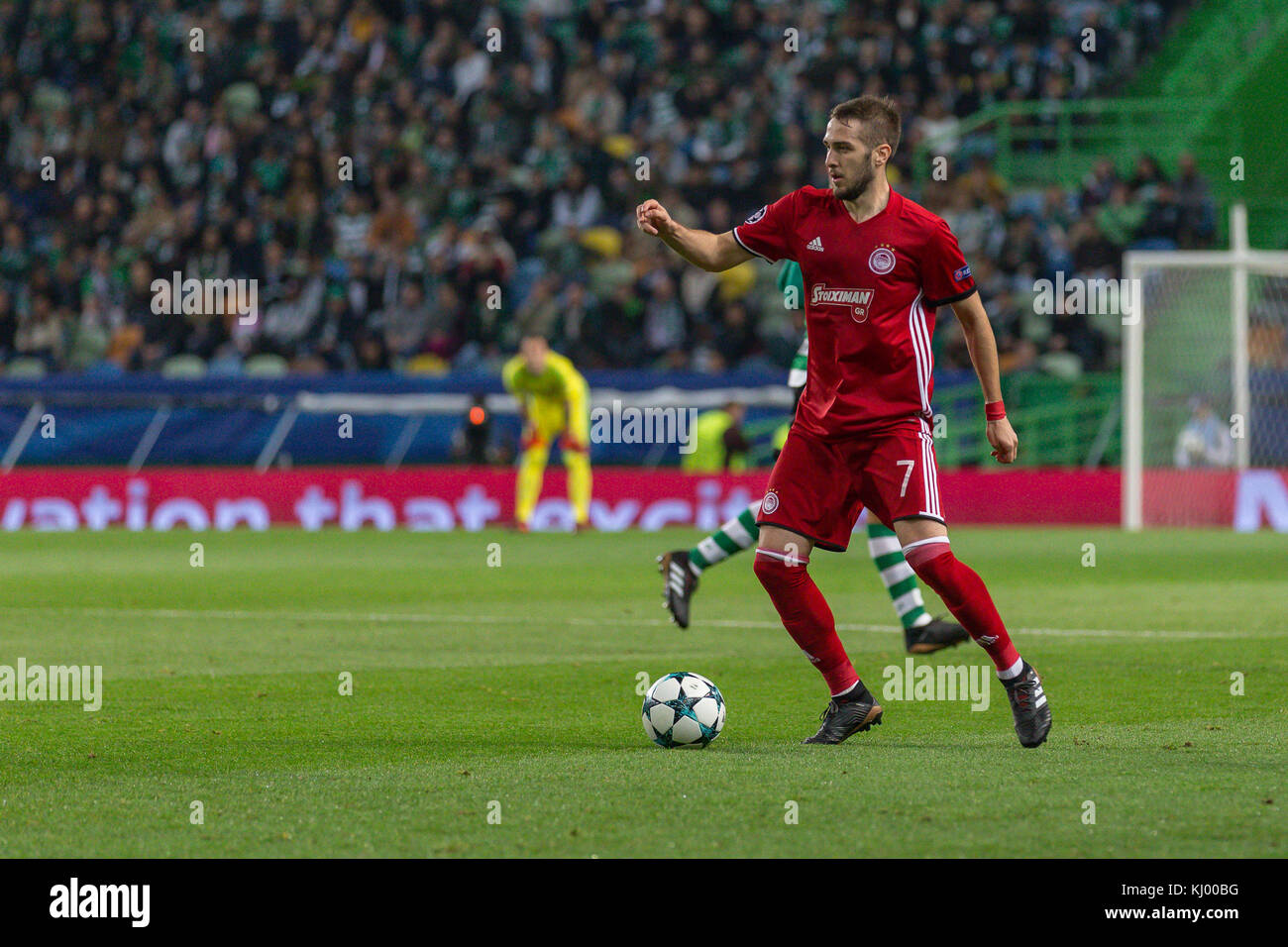 Lisbon, Portugal. 22nd Nov, 2017. November 22, 2017. Lisbon, Portugal.  Olympiakos's midfielder from Greece Kostas Fortounis (7) during the game of  the 5th round of the UEFA Champions League Group D, Sporting