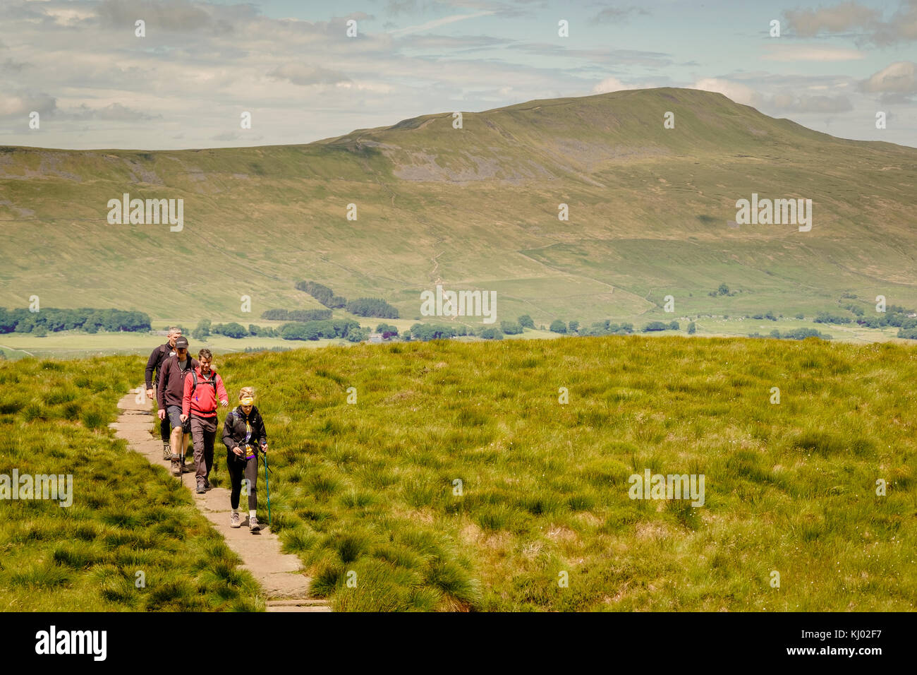 Walkers on Yorkshire Three Peaks walk Stock Photo Alamy