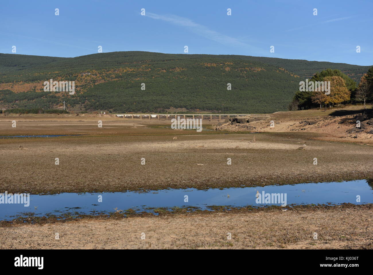 Vinuesa, Spain. 19th Nov, 2017. A general view of 'La Cuerda del Pozo' reservoir, near of the village of Vinuesa, north of Spain. The water level of this reservoir, which is in the basin of Duero river, is 21, 70% of capacity total, compared to 56.50% in the same week in 2016. Credit: Jorge Sanz/Pacific Press/Alamy Live News Stock Photo