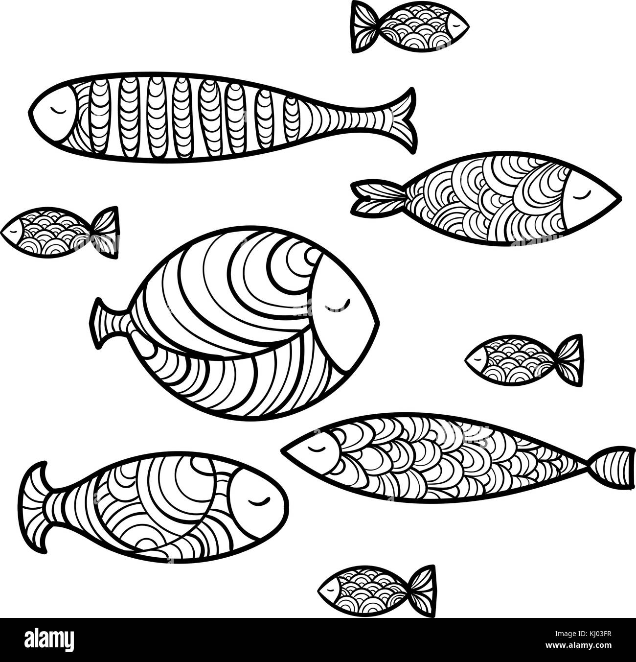 Set of cute sea fish. Vector illustration Stock Vector Image & Art - Alamy