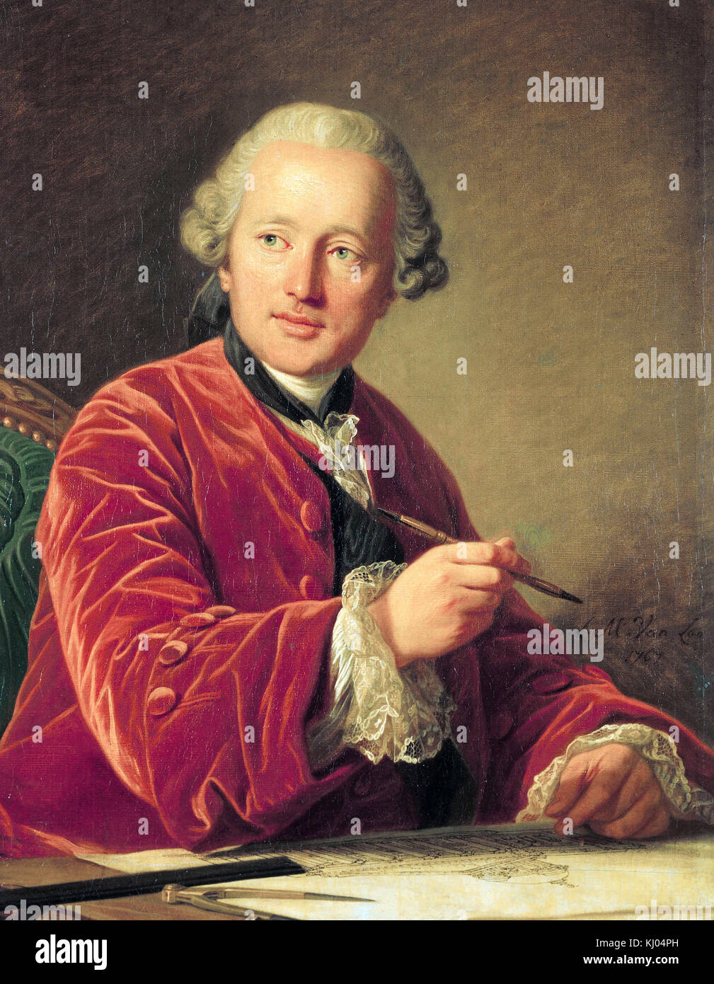 Louis Michel Van Loo  - Portrait of Germain Soufflot architect (1713 - 1780) Stock Photo