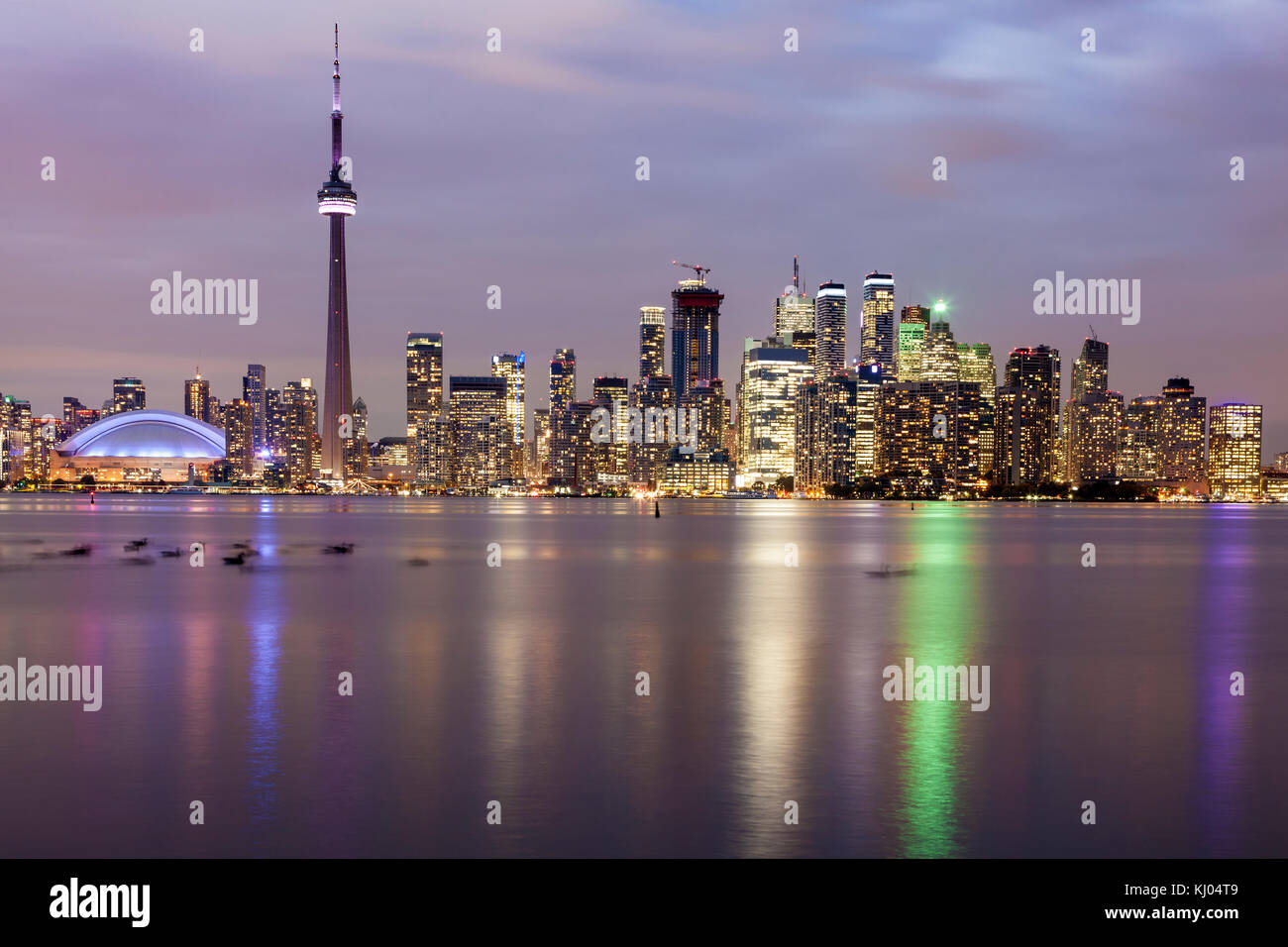 Skyline View Of Toronto Downtown At Night Province Of Ontario