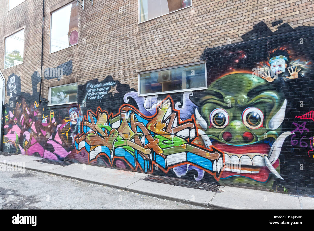 Toronto, Canada Oct 12, 2017 Colorful graffiti in the graffiti alley