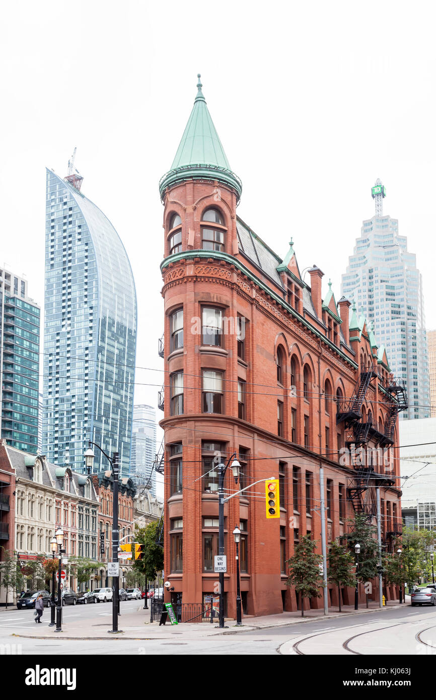 Toronto, Canada - Oct 13, 2017: Historic Gooderham Building (also known as flatiron building) in the city of Toronto. Province of Ontario, Canada Stock Photo