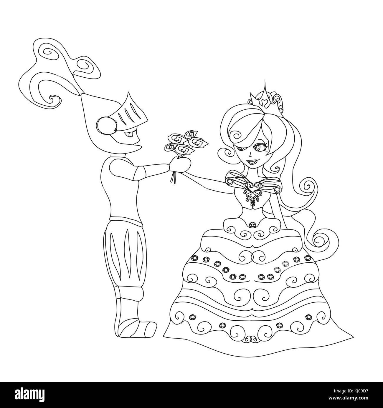 Knight gives flowers princess Stock Vector Image & Art - Alamy