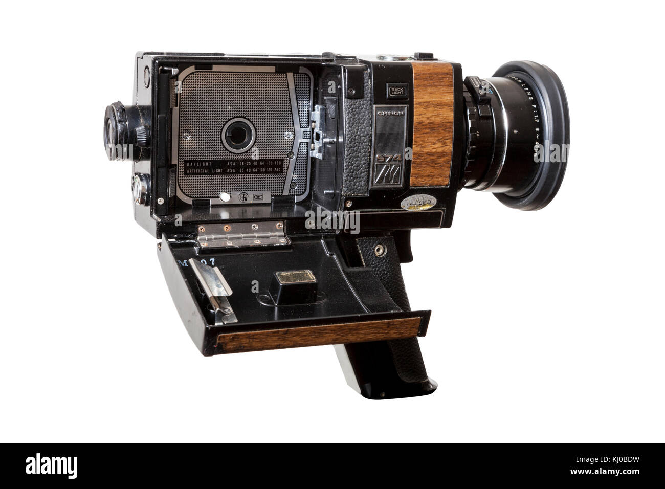 Chinon 674 macro power zoom synchro sound Super 8 movie camera with the film  cartridge compartment open. A 1970s cine camera sold by Dixons Stock Photo  - Alamy