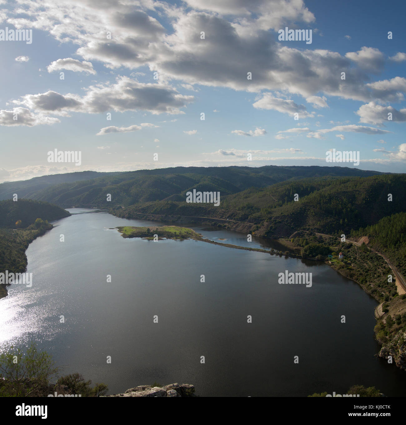 Lake downstream of Portas de Rodao. Vila Velha de Rodao, Portugal Stock Photo