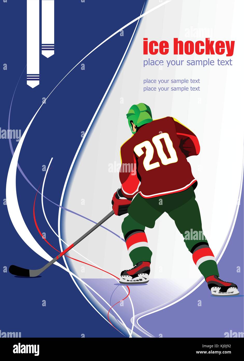 Ice hockey player poster. Vector illustration Stock Vector Image & Art