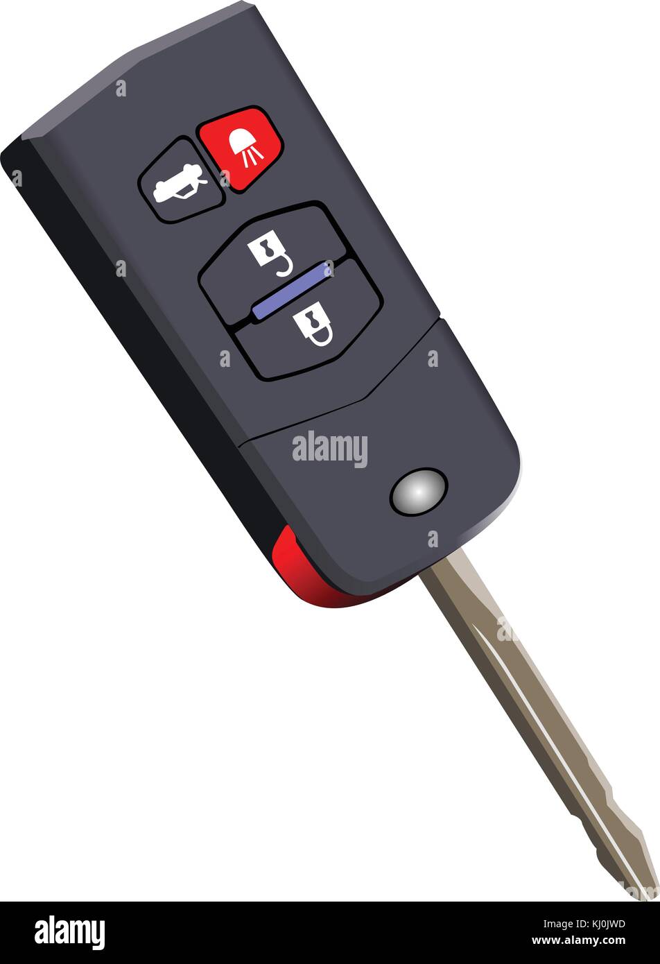 Car key with remote control isolated over white background. Vector