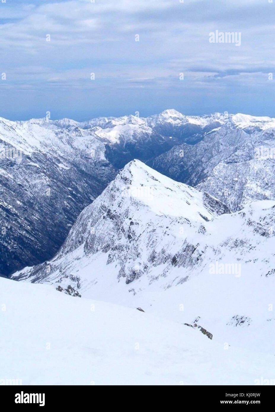 Alp mountains blue sky with snow Stock Photo - Alamy