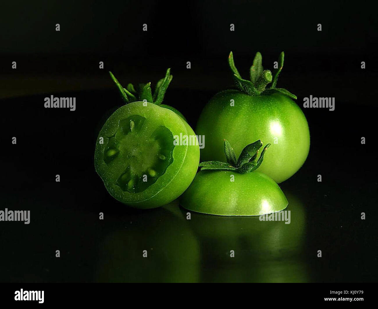 Green tomatoes Stock Photo