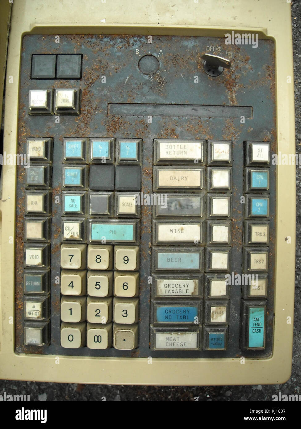 Dirty cash register controls Stock Photo Alamy