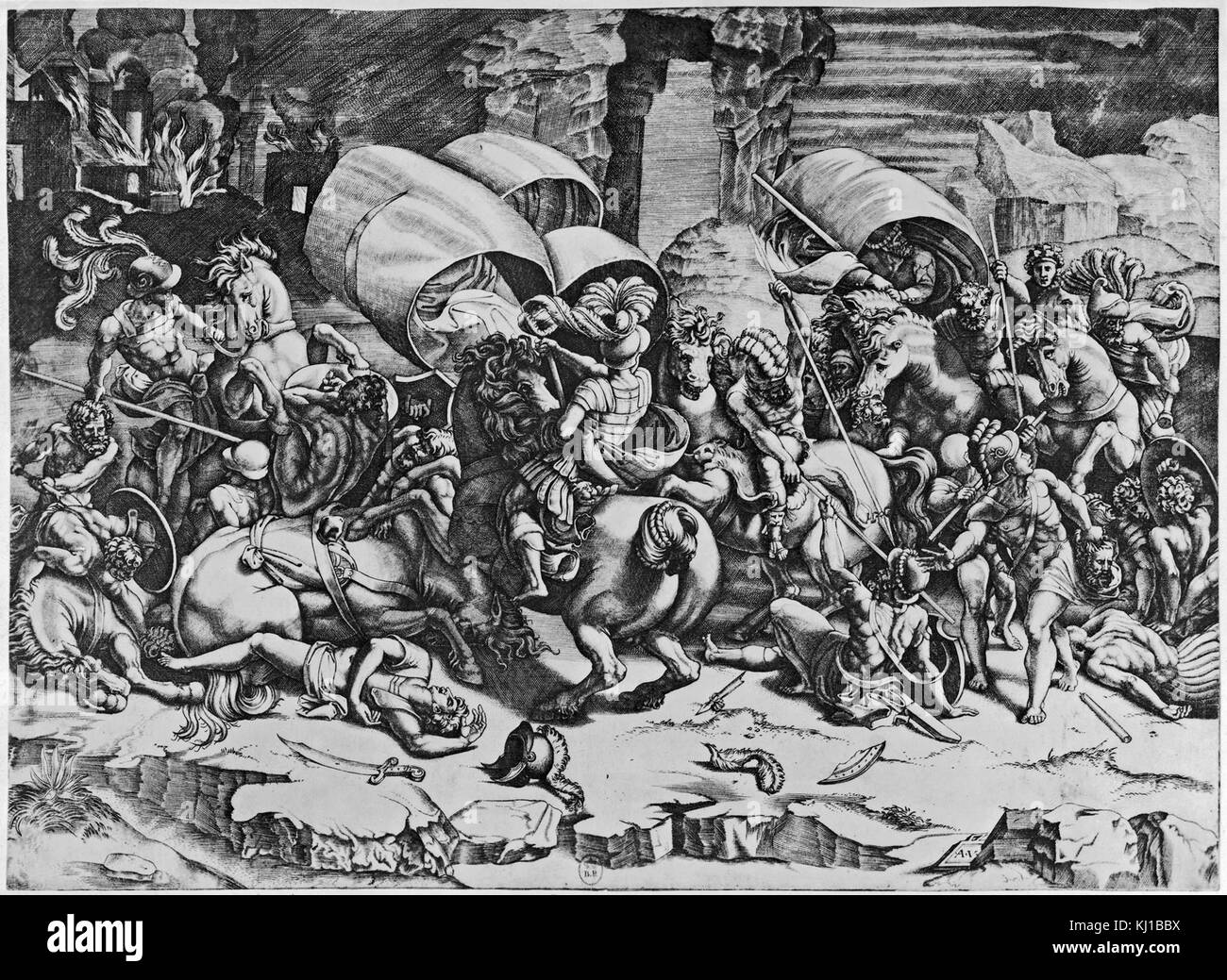 Battle scene with cavalry Black and White Stock Photos & Images - Alamy