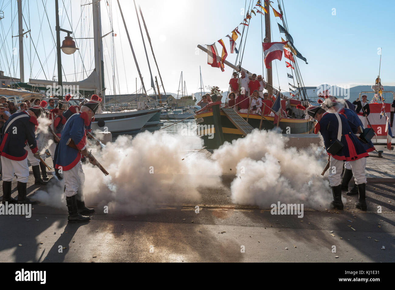 Europe, France, Var, 83, St Tropez, the bravado, fired blunderbusses in a port. Stock Photo
