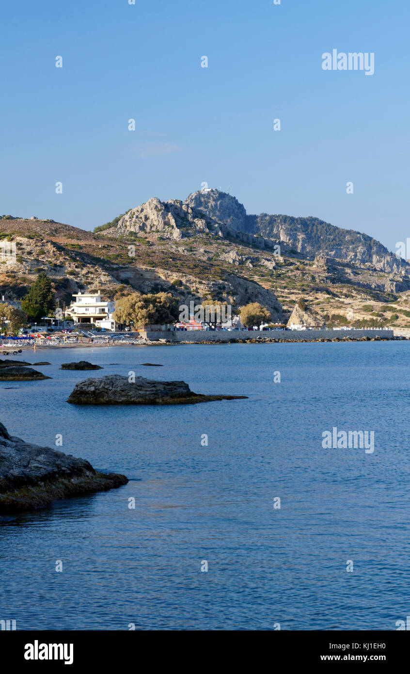 View of the bay, Stegna, Archangelos, Rhodes, Dodecanese Islands ...