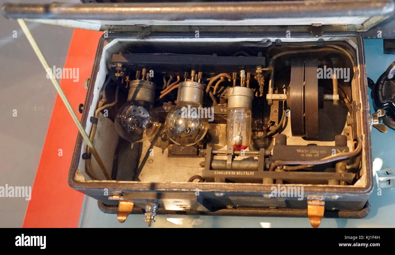 Tuner radio receiver Mk III showing valves; This radio was used in aircraft  during the First World War Stock Photo - Alamy