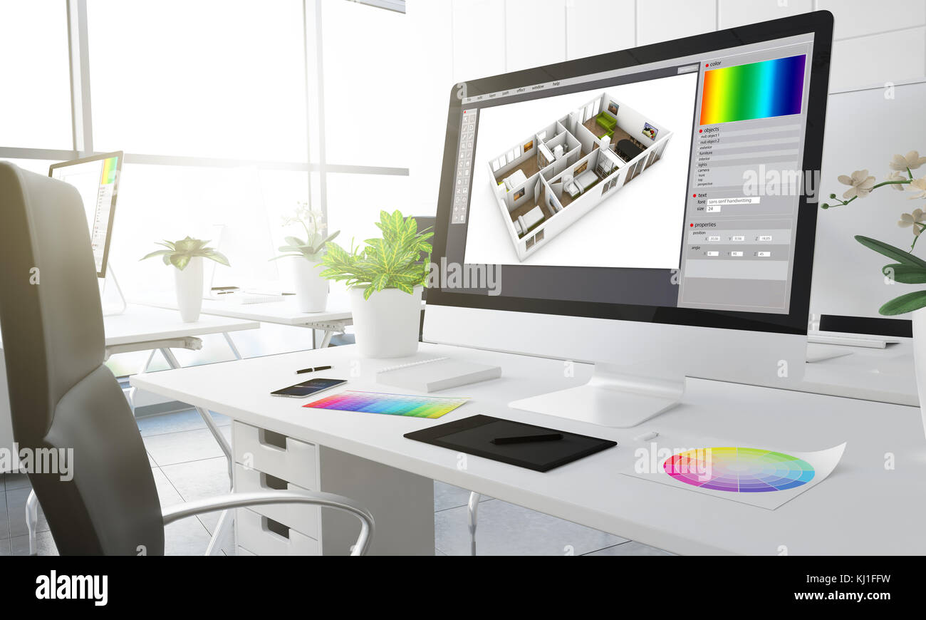 interior design studio 3d rendering Stock Photo - Alamy