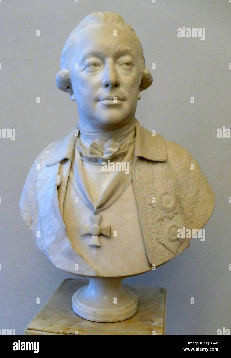 Portrait bust of Count Ivan Petrovich Saltykov (1730 – 1805); Russian Field Marshal, Governor-General of Moscow from 1797 to 1804. by Jean-Antoine Houdon, 1783, Stock Photo