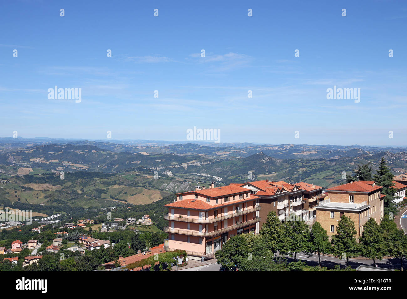 buildings and hills San Marino landscape Stock Photo Alamy