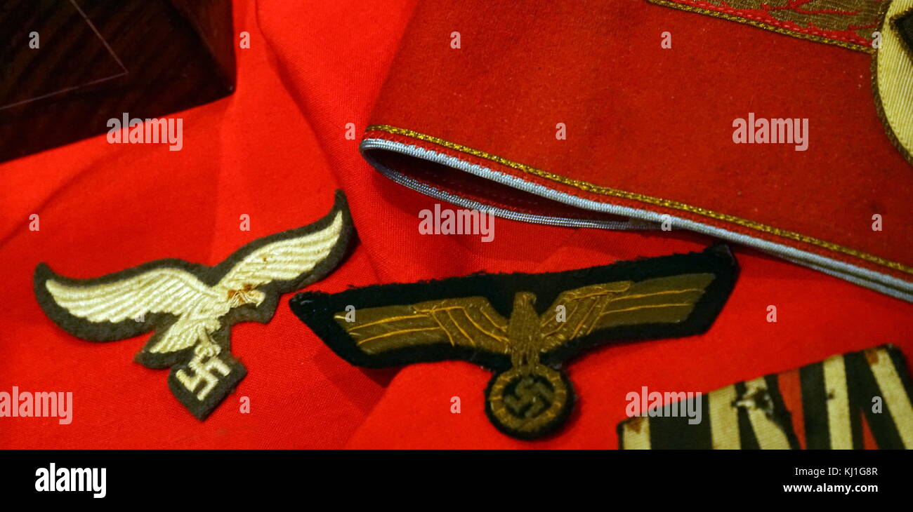 German Nazi armband and insignia, captured during the liberation of France in World war two Stock Photo