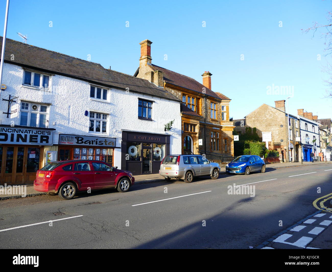 Georgian and Victorian styles of architecture in Brackley a village in Northamptonshire, England. Stock Photo