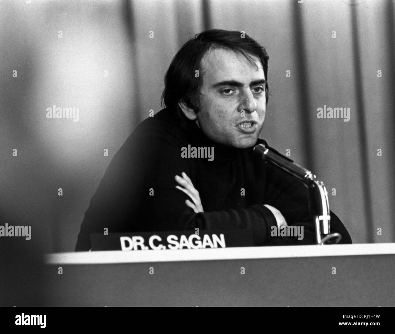 Carl Edward Sagan (1934 – 1996) was an American astronomer, cosmologist, astrophysicist, astrobiologist, author, science populariser, and science communicator in astronomy and other natural sciences. Stock Photo