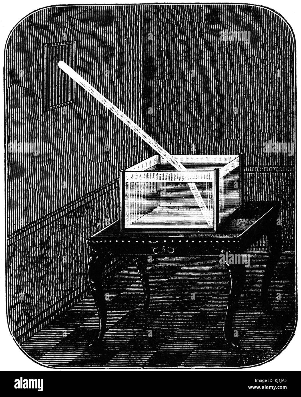 Diagram illustrating the effect of refraction. Dated 19th Century Stock Photo