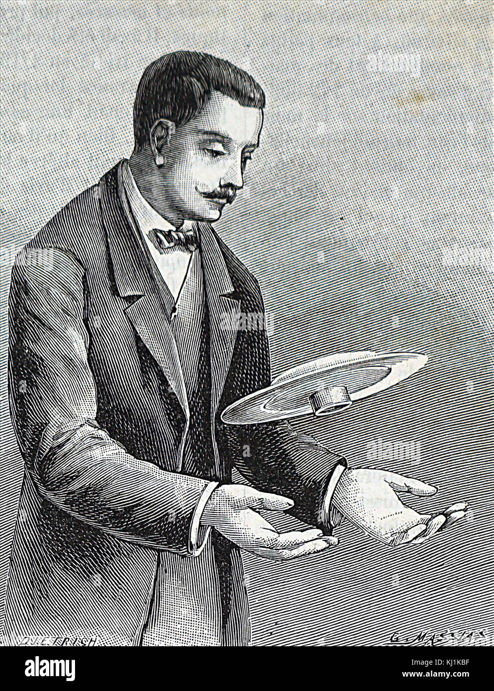 Engraving depicting a scientist conducting an experiment to show centrifugal force. Dated 19th Century Stock Photo