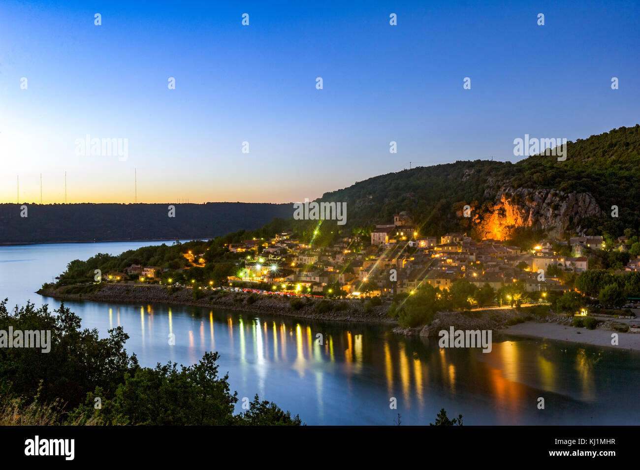 Europe, France, Var. The village of Bauduen by night Stock Photo