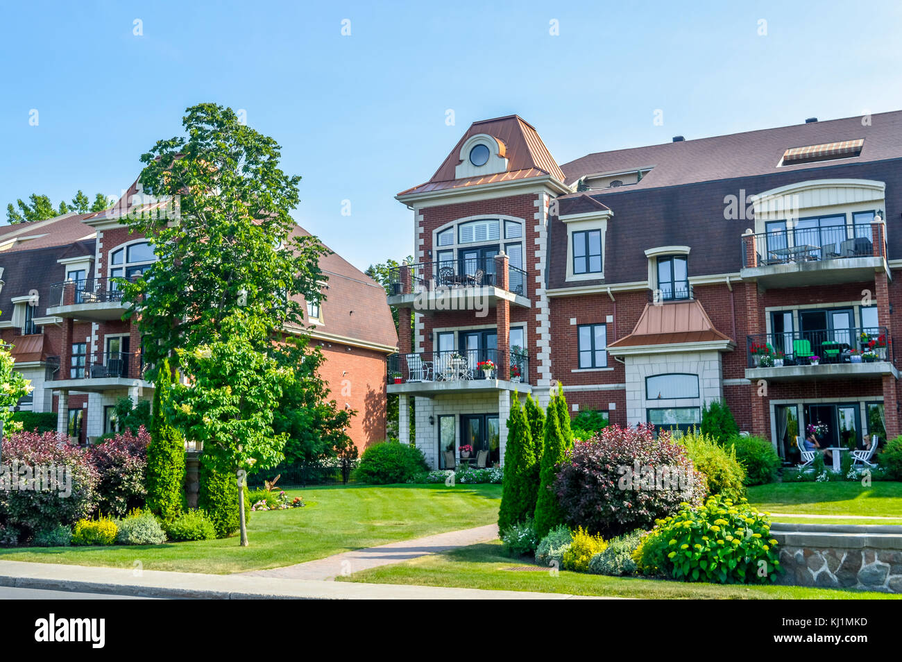 Chamblys' typical houses, Quebec, Canada Stock Photo Alamy