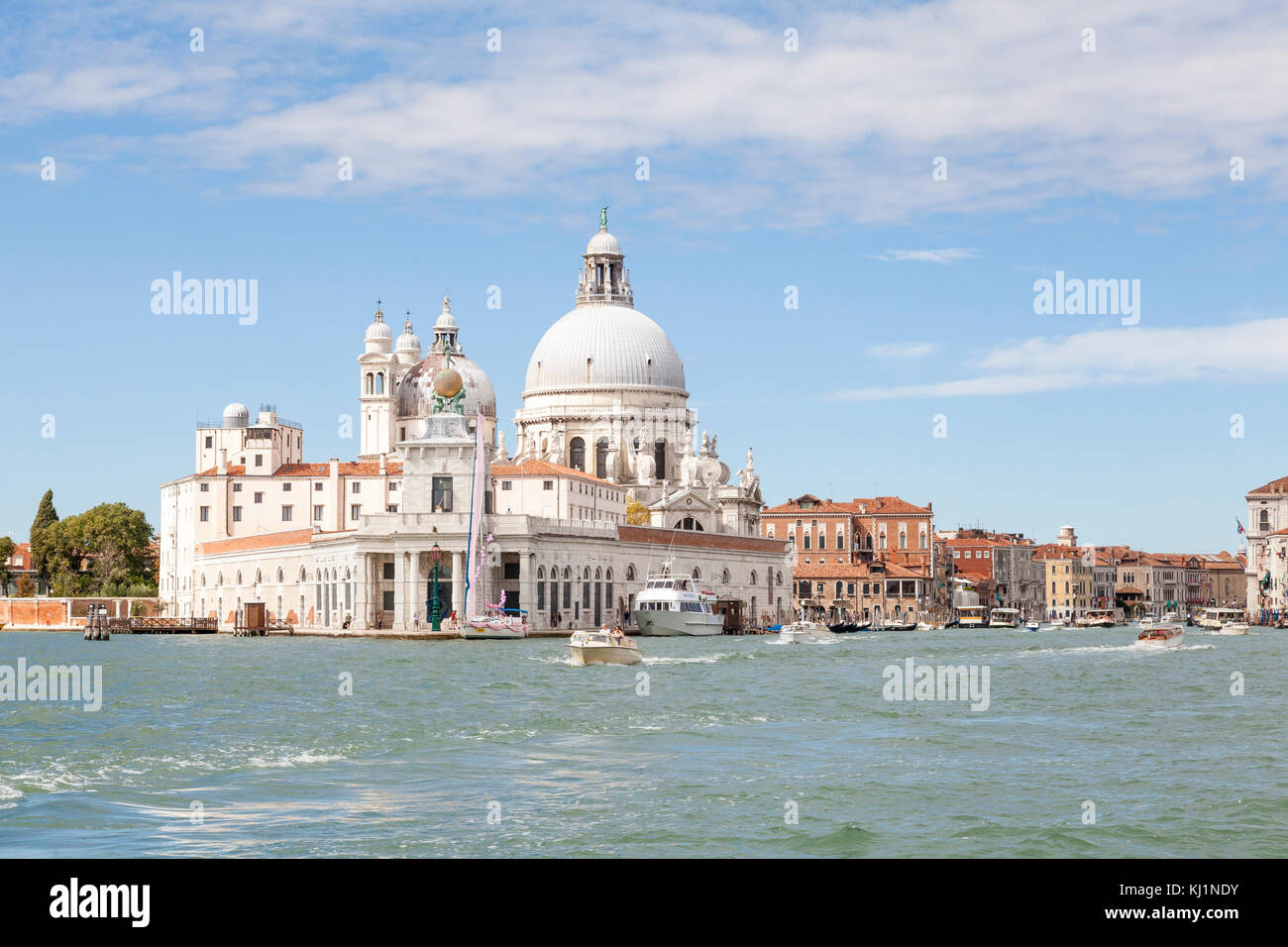 Punta della Dogana, Dorsoduro, Venice, Italy from the lagoon. This was the old Customs house sited at the entrance to the Grand Canal Stock Photo
