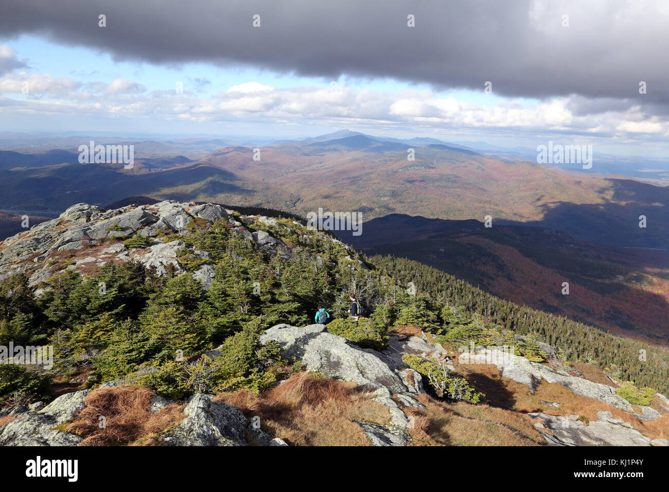 Looking north from the summit of Camel's Hump, VT, USA Stock Photo