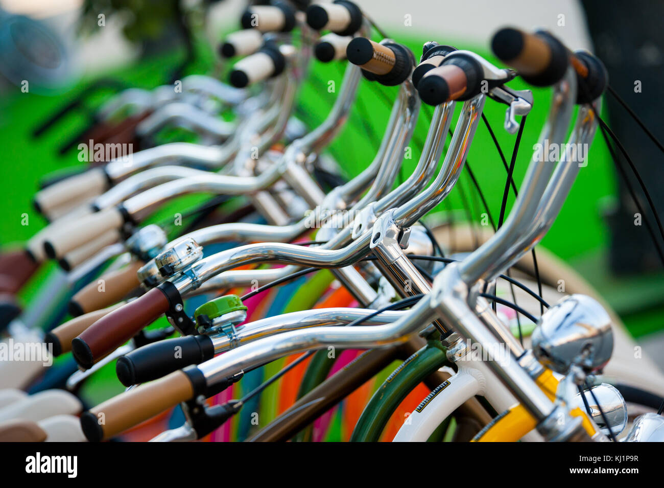 A lot of bicycle handlebars Stock Photo Alamy