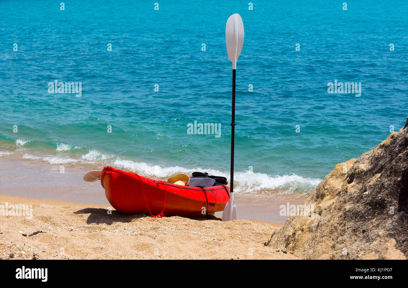 Kayak on the beach Stock Photo - Alamy
