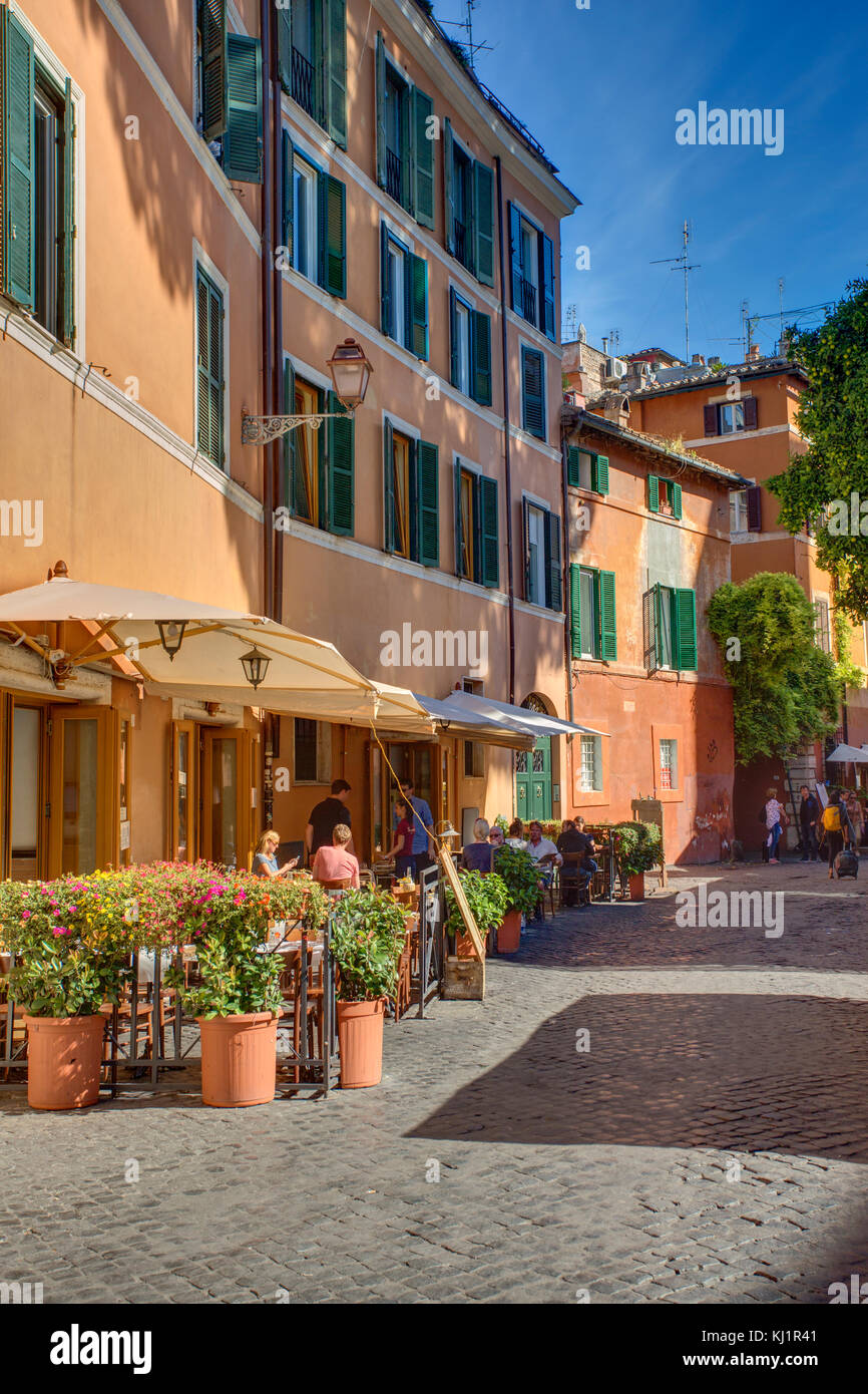 Cafe In Trastevere, Rome Italy Stock Photo