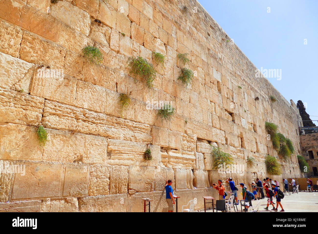 The Western Wall, Wailing Wall or Kotel; an ancient limestone wall in