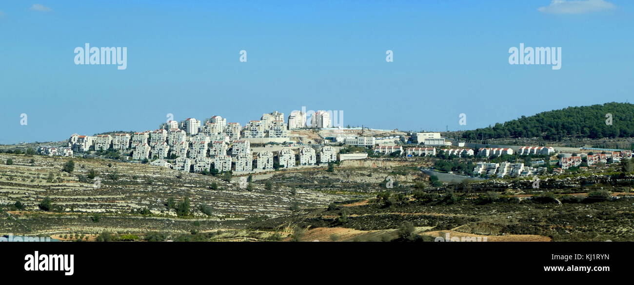 Israeli settlement in the Occupied Palestinian, West Bank around Jerusalem. Stock Photo