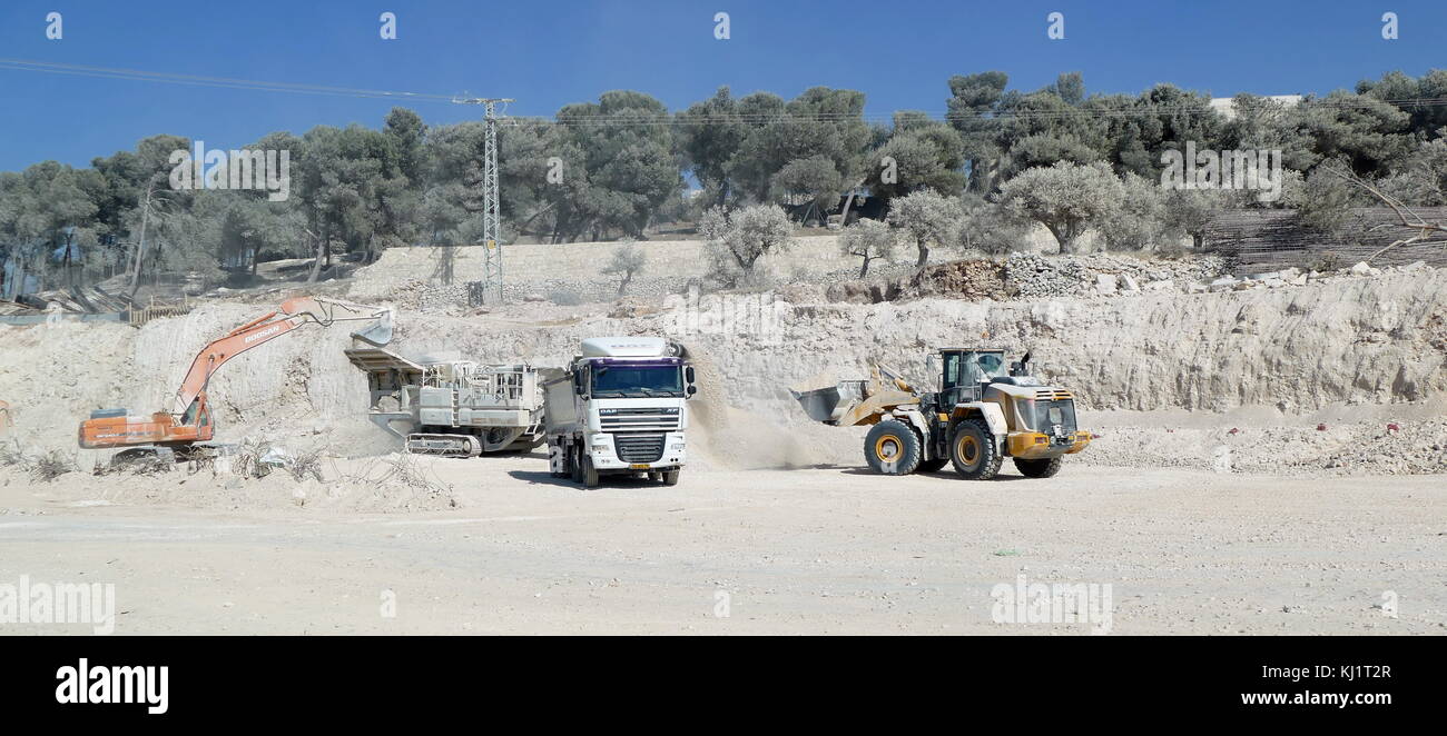 Arab stone quarry, in the Occupied Palestinian, West Bank around
