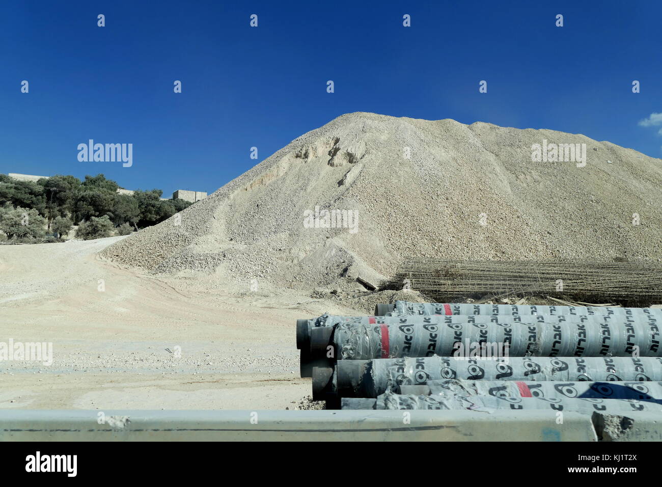 Arab stone quarry, in the Occupied Palestinian, West Bank around Jerusalem. Stock Photo